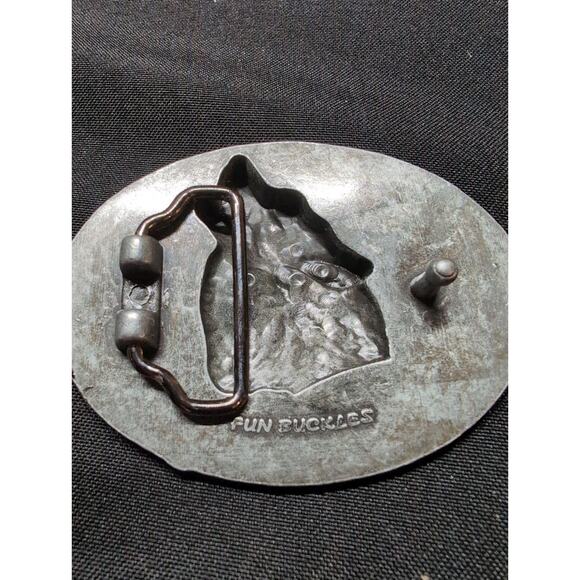 Vintage Silver Plated Western Shout Wolf Oval Belt Buckle also Stock in US - Picture 2 of 3